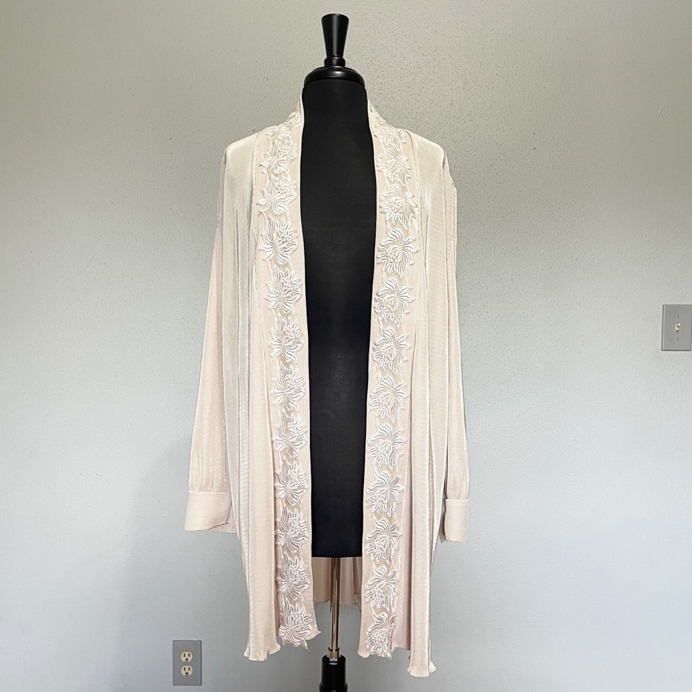 SL Collections Open Front Embroidered Cardigan M/L